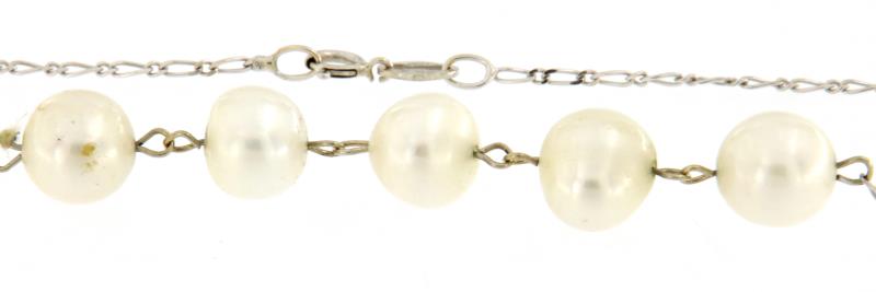 COLLANA IN ORO BIANCO 750\1000 PERLE LUNGHEZZA CM 40 - 