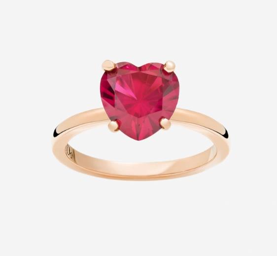 DODO - ANELLO - ORO ROSA 375/1000 - CON CUORE DI SINTESI ROSA - MIS. 12 - POMELLATO