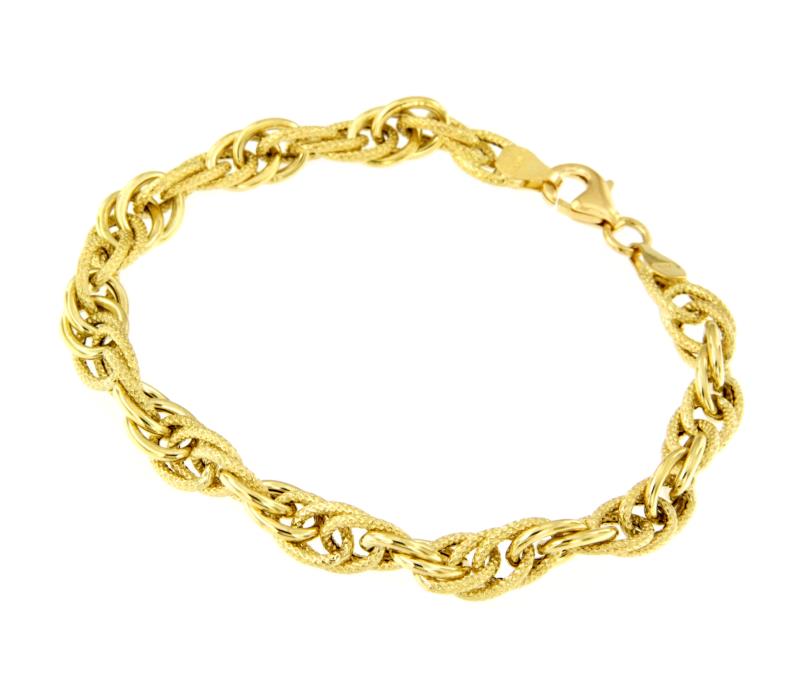 BRACCIALE ORO GIALLO 750/1000 MAGLIA FANTASIA SEMI ZIGRINATA - CM 19 - 