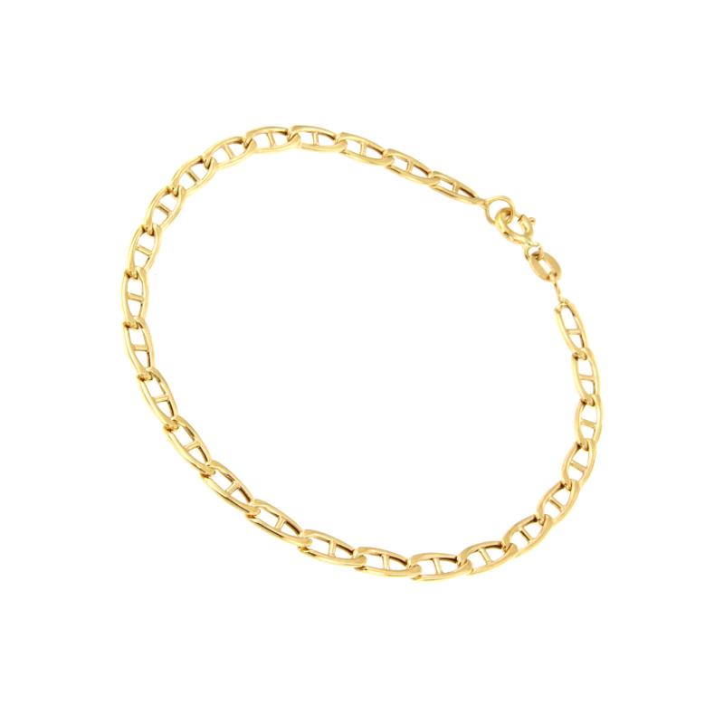 BRACCIALE ORO GIALLO 750/1000 - MAGLIA GRUMETTA CON TRAVERSINO - CM 19.5 - 