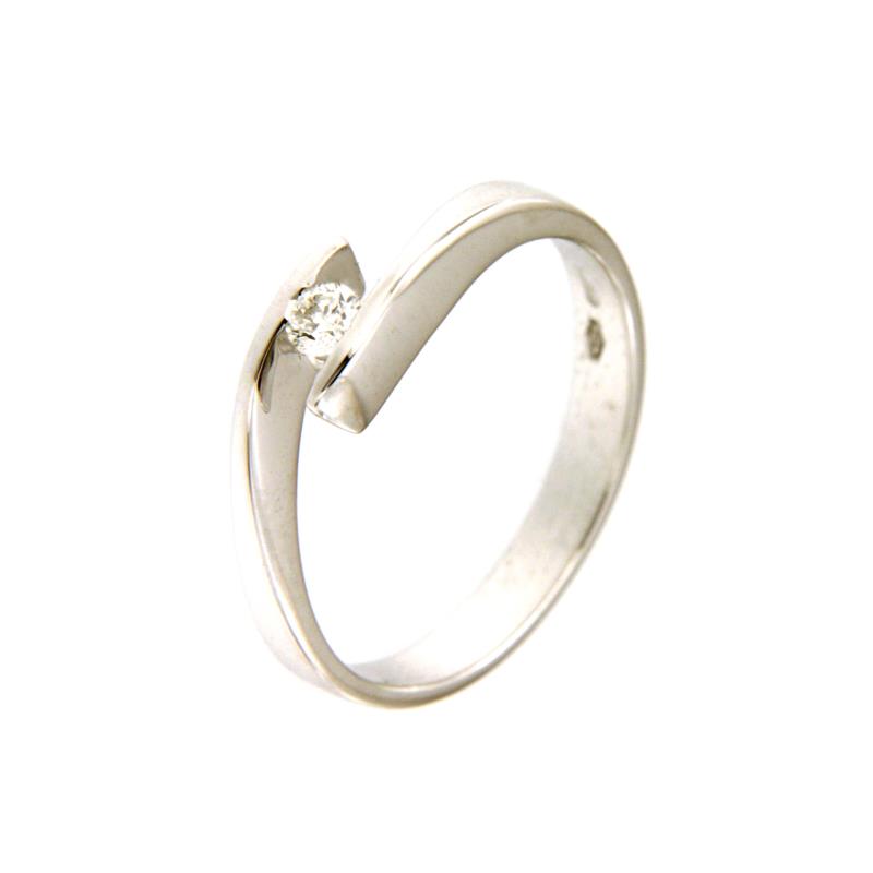 SOLITARIO ORO BIANCO 750/1000 CON DIAMANTE TAGLIO BRILLANTE CT 0.08 G - VS2 - MIS. 13 (PV011223) - 