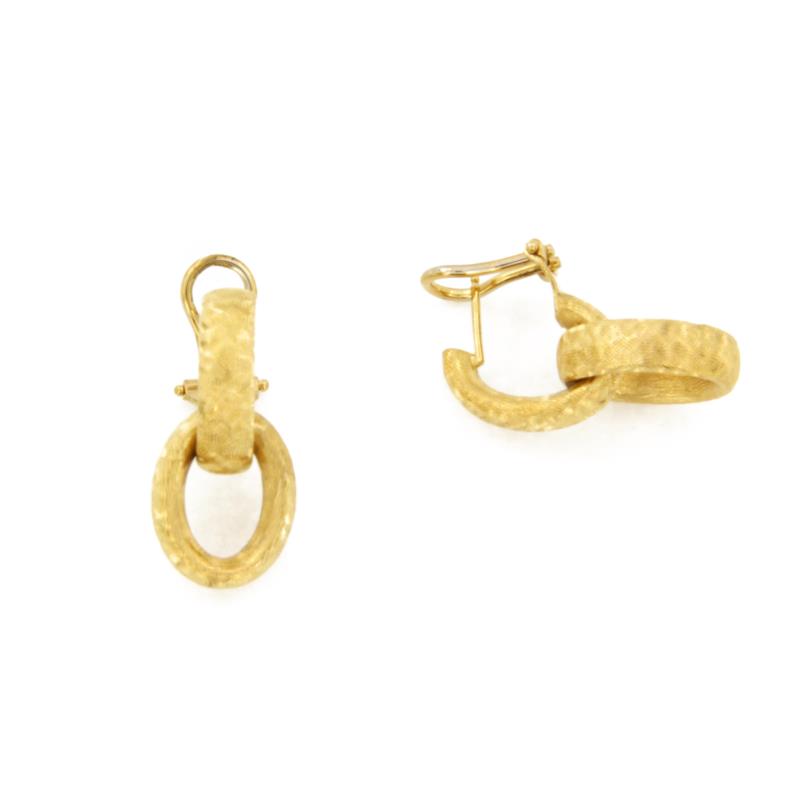 COPPIA ORECCHINI ORO GIALLO 750/1000 MARTELLA E SEMI-ZIGRINATA A CLIP - 