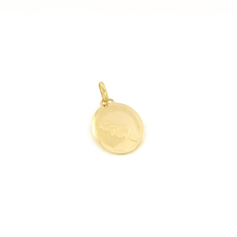 MEDAGLIA RELIGIOSA ORO GIALLO 750/1000 OVALE CON VOLTO MADONNA - 