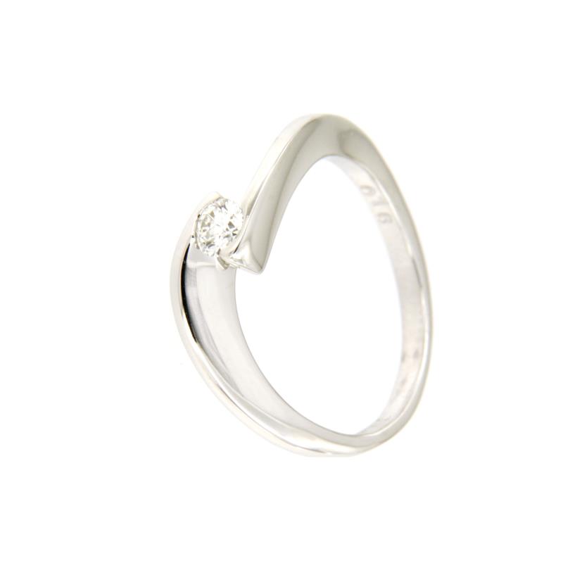 SOLITARIO ORO BIANCO 750/1000 CON DIAMANTE TAGLIO BRILLANTE CT 0.16 H - VS2 - MIS. 9 - 