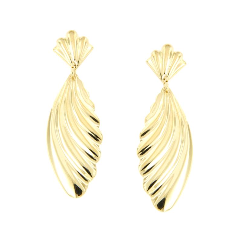 COPPIA ORECCHINI ORO GIALLO 750/1000 PENDENTI TIPO FOGLIE - 