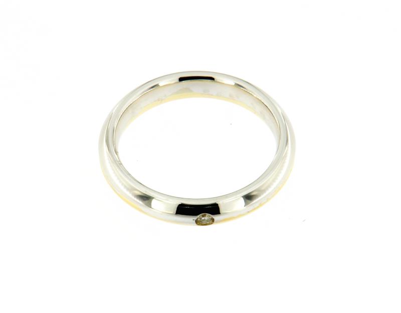 ANELLO DUE ORI 750\1000 FEDE CON DIAMANTINO CENTRALE  MISURA 17 - 