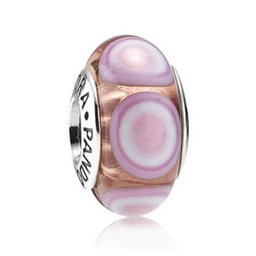 PANDORA - CHARM - ARGENTO 925/1000 - MOD. VETRO DI MURANO ROSA - PANDORA