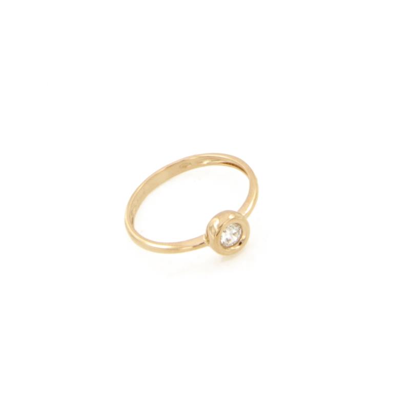 ANELLO ORO ROSA 750/1000 TIPO SOLITARIO CON ZIRCONE - MIS. 13.5 - 