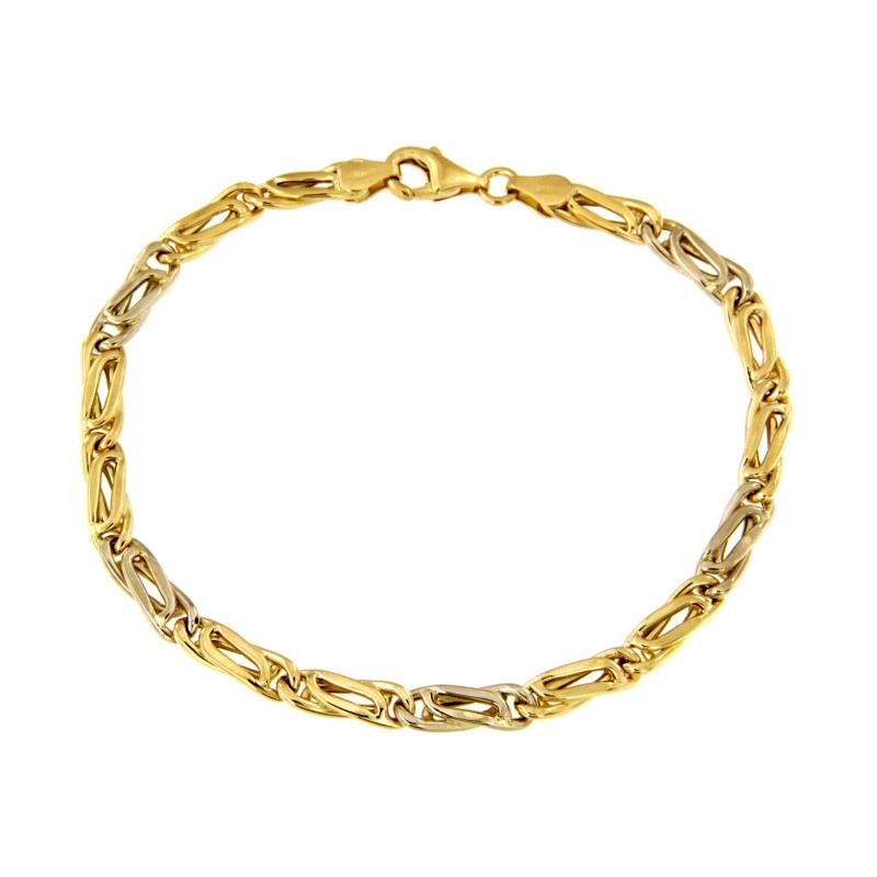 BRACCIALE DUE ORI 750/1000 MAGLIA GRUMETTA DOPPIA - CM 20.5 - 