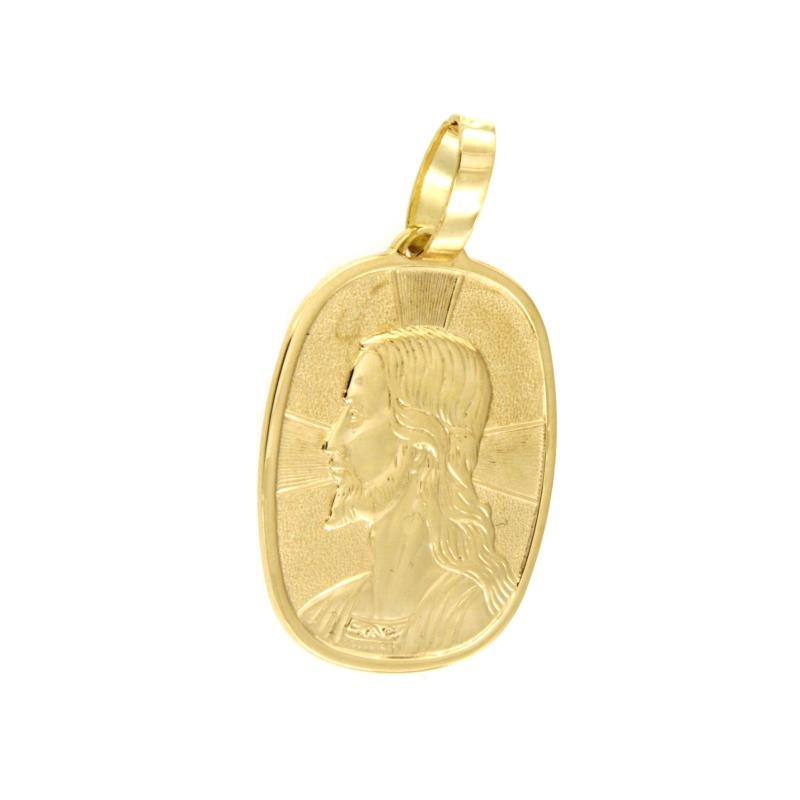 MEDAGLIA RELIGIOSA ORO GIALLO 750/1000 CON CRISTO - 