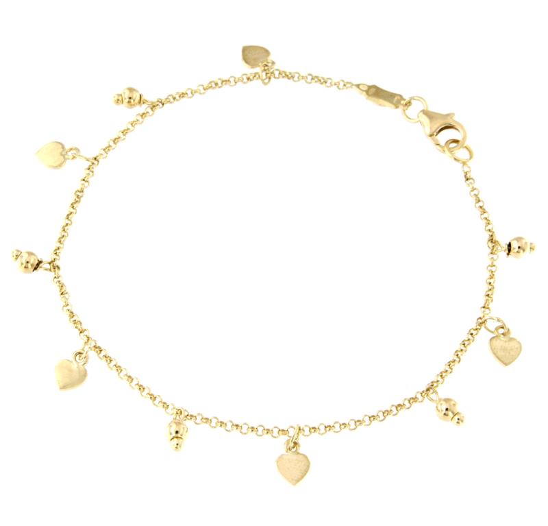 BRACCIALE ORO GIALLO 750/1000 MAGLIA ROL&Ograve; CON CHARMS - CM. 18.5 - 