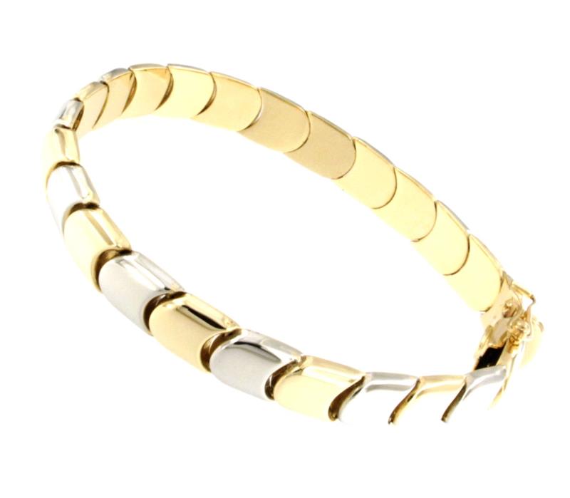 BRACCIALE DUE ORI 750/1000 A SEGMENTI SEMI-RIGIDO - CM. 19 - 