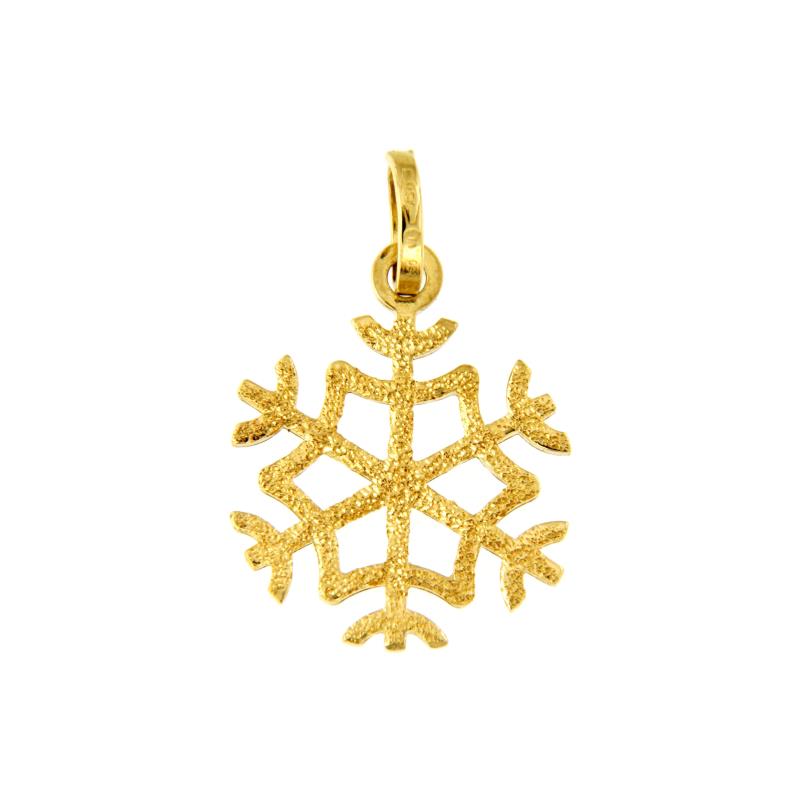 CIONDOLO ORO GIALLO 750/1000 FIOCCO DI NEVE SEMI-SATINATO - 