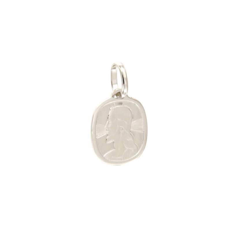 MEDAGLIETTA RELIGIOSA ORO BIANCO 750/1000 VOLTO DI CRISTO - 