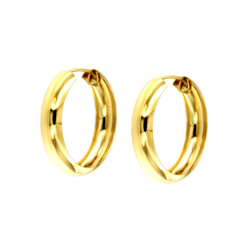 COPPIA ORECCHINI ORO GIALLO 750/1000 CERCHI BOMBATI - 