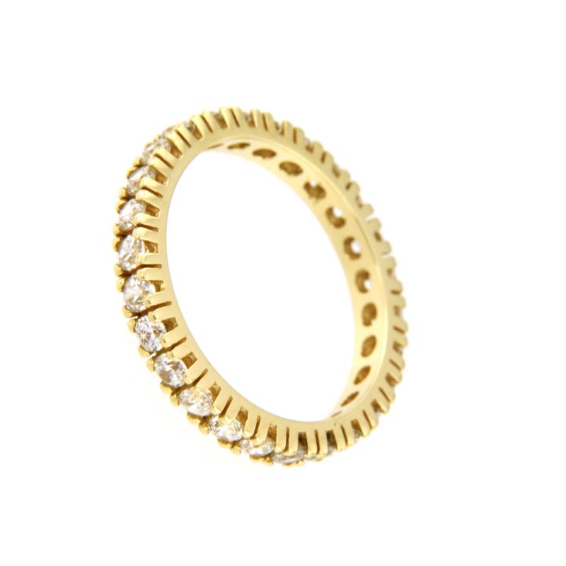 ANELLO ORO GIALLO 750/1000 TIPO ETERNELLE CON ZIRCONI - MIS. 14 - 