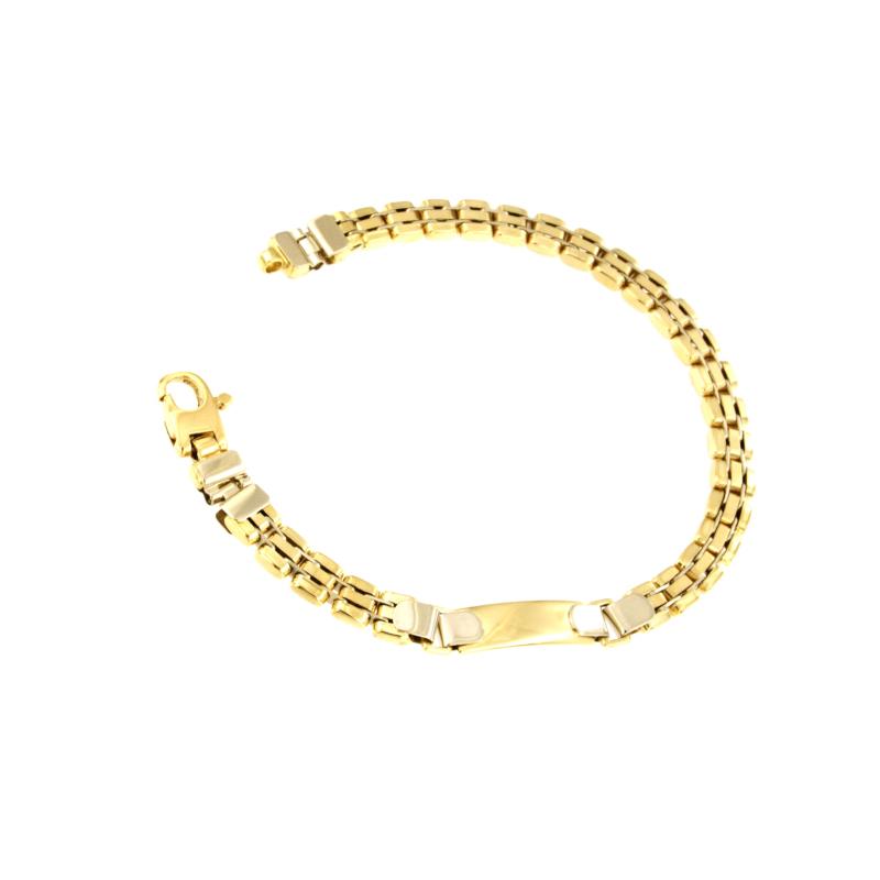BRACCIALE DUE ORI 750/1000 A SEGMENTI CON TARGHETTA - CM. 20 - 