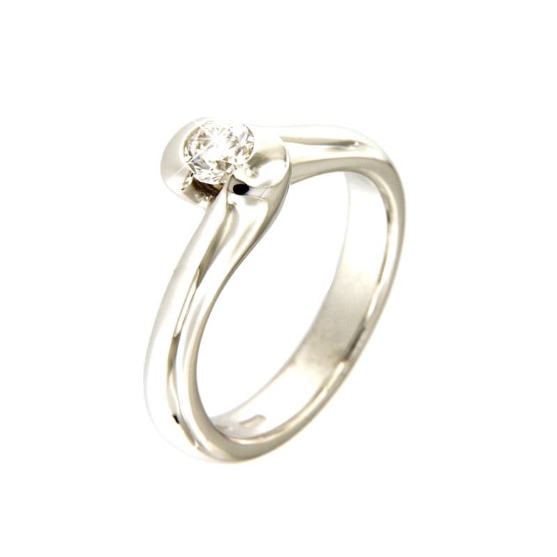 SOLITARIO ORO BIANCO 750/1000 CON DIAMANTE TAGLIO BRILLANTE CT 0.25 G - VS - MIS. 10 - 