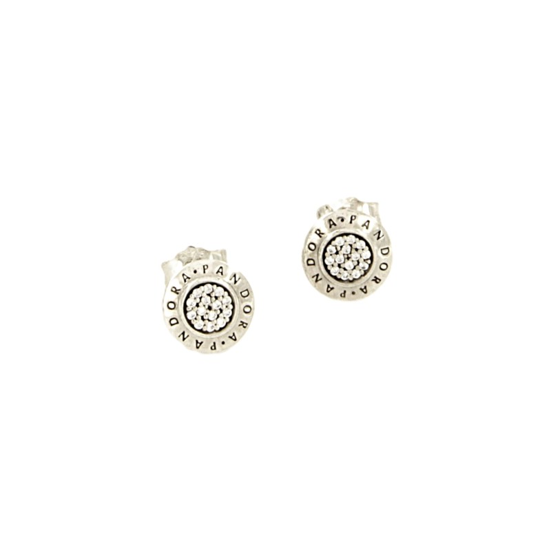 PANDORA - COPPIA ORECCHINI - ARGENTO 925/1000 - MOD. SIGNATURE CON PAV&Egrave; DI ZIRCONIE - PANDORA