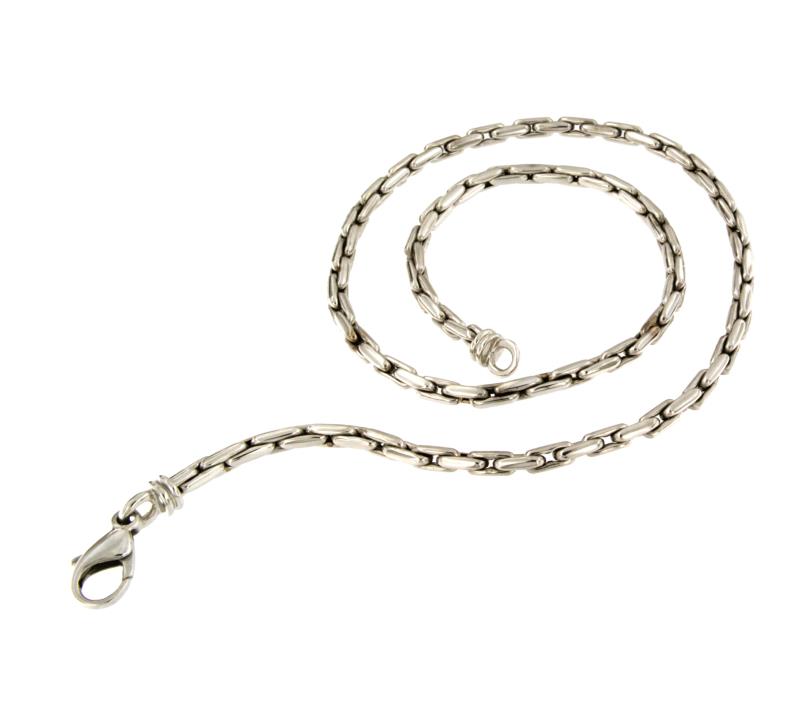 CATENA ORO BIANCO 750/1000 MAGLIA TIPO BARAK&Agrave; - CM. 42.5 - 