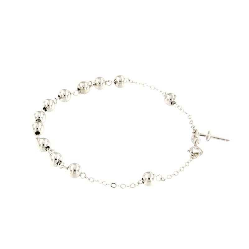 BRACCIALE ORO BIANCO 750/1000 ROSARIO - CM. 19 - 