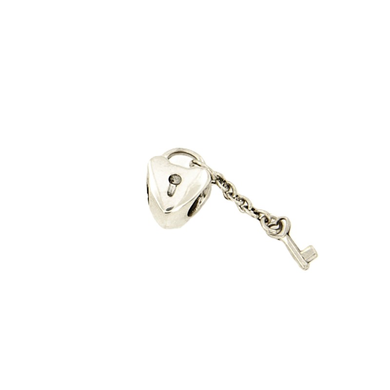 PANDORA - CHARM - ARGENTO 925/1000 - MOD. LUCCHETTO A CUORE E CHIAVE - PANDORA