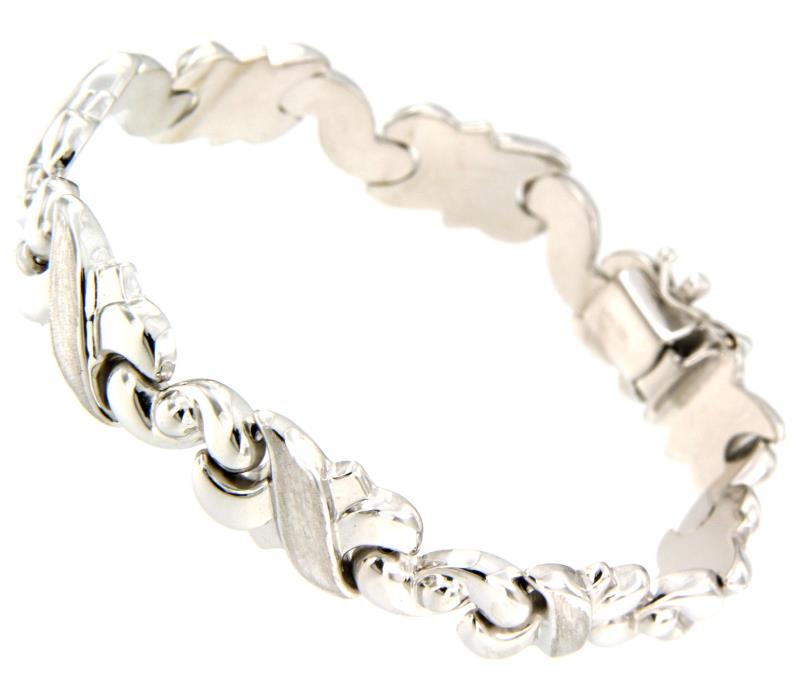 BRACCIALE ORO BIANCO 750/1000 A SEGMENTI SEMI-SATINATI - CM 17 - 