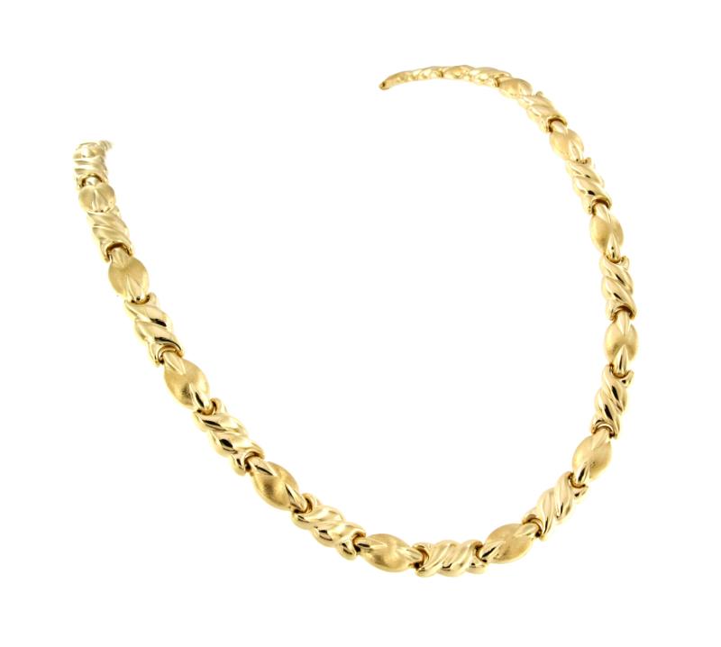 GIROCOLLO ORO GIALLO 750/1000 MAGLIA 1+1 A SEGMENTI SEMI-SATINATI - CM 47 - 