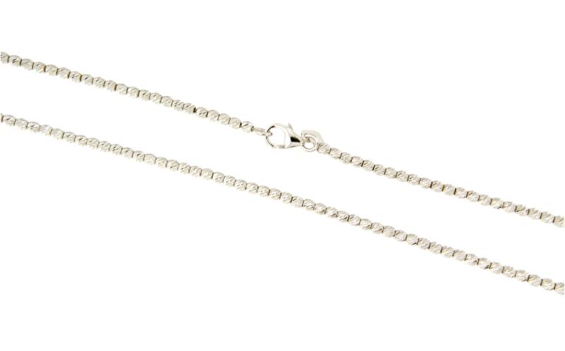 COLLANA ORO BIANCO 750/1000 CON SFERE DIAMANTATE - CM. 40.5 - 