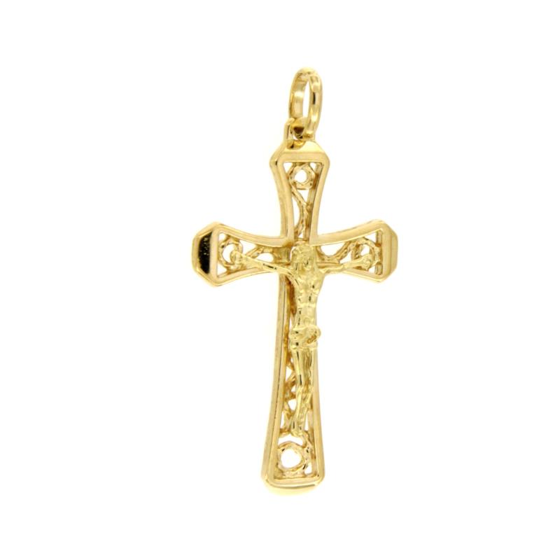 CIONDOLO ORO GIALLO 750/1000 CROCIFISSO LAVORATO  - 