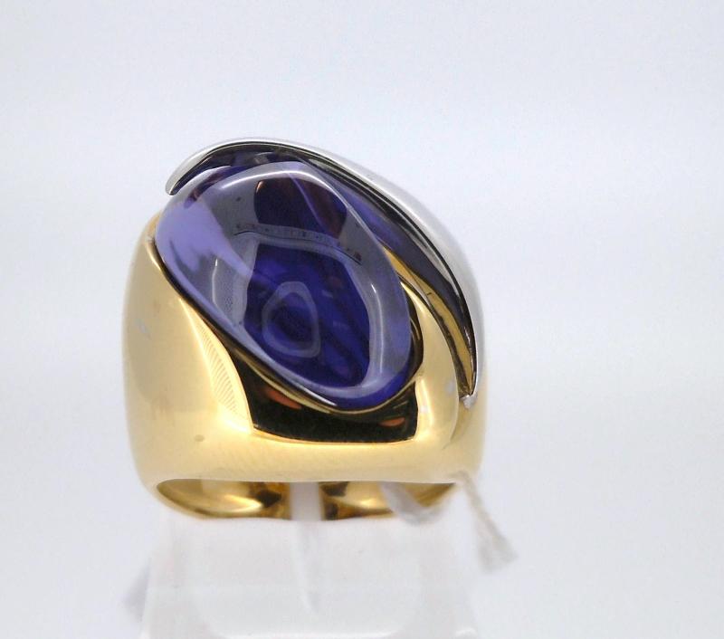 ANELLO DUE ORI 750/1000 CON AMETISTA - 