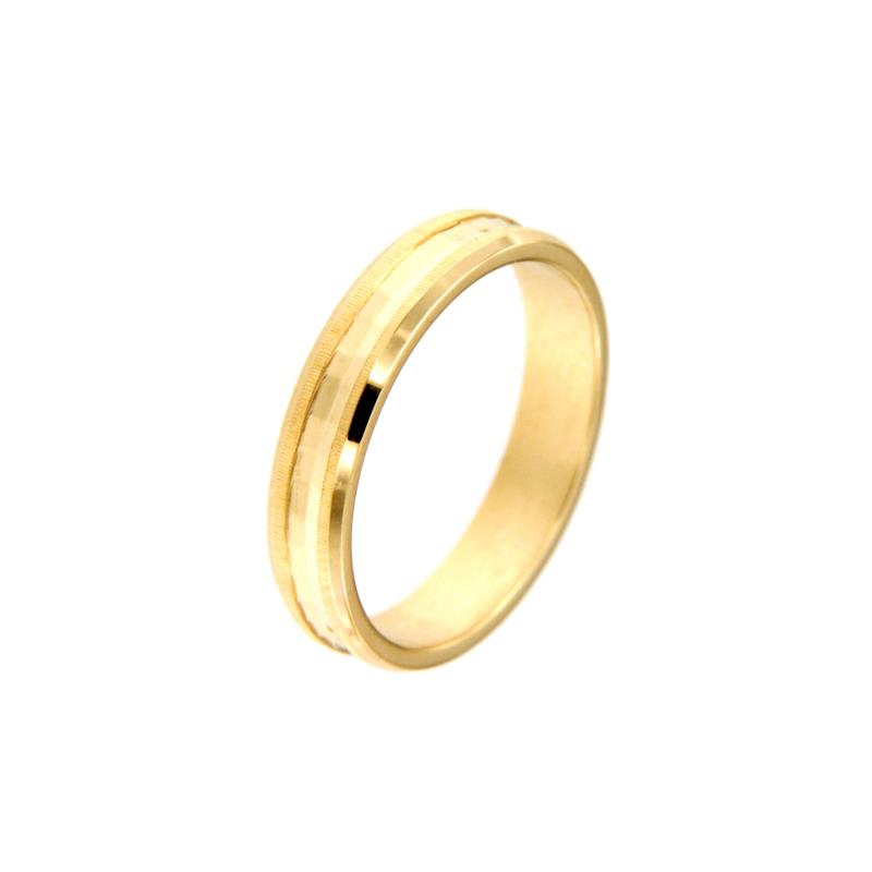 ANELLO ORO GIALLO 750/1000 FEDINA LAVORATA SFACCETTATA - MIS. 8 (NO MESSA A MISURA) - 