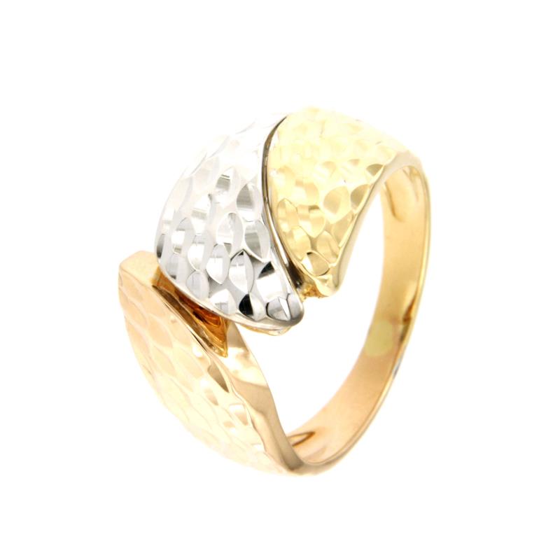 ANELLO TRE ORI 750/1000 LAVORAZIONE MARTELLATA - MIS. 13 - 