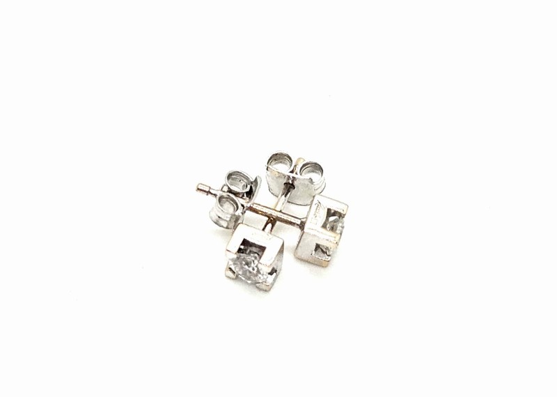 RECARLO -  COPPIA ORECCHINI - ORO BIANCO 750/1000  P.LUCE CON DIAMANTI CT.0.40 COLORE F  - RECARLO