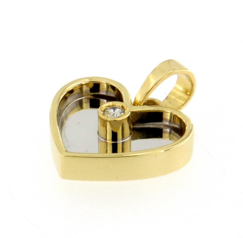 CIONDOLO 2 ORI 750\1000 CUORE CON DIAMANTINO - 