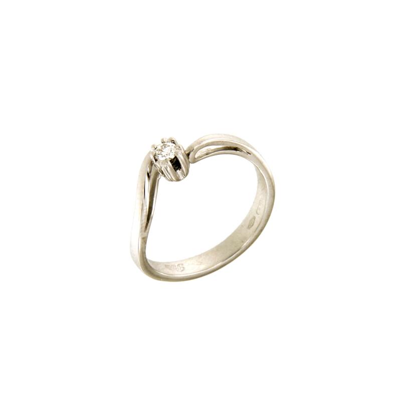 POLELLO - SOLITARIO - ORO BIANCO 750/1000 - CON DIAMANTE TAGLIO BRILLANTE CT 0.08 G - VS - MIS. 14.5 - 