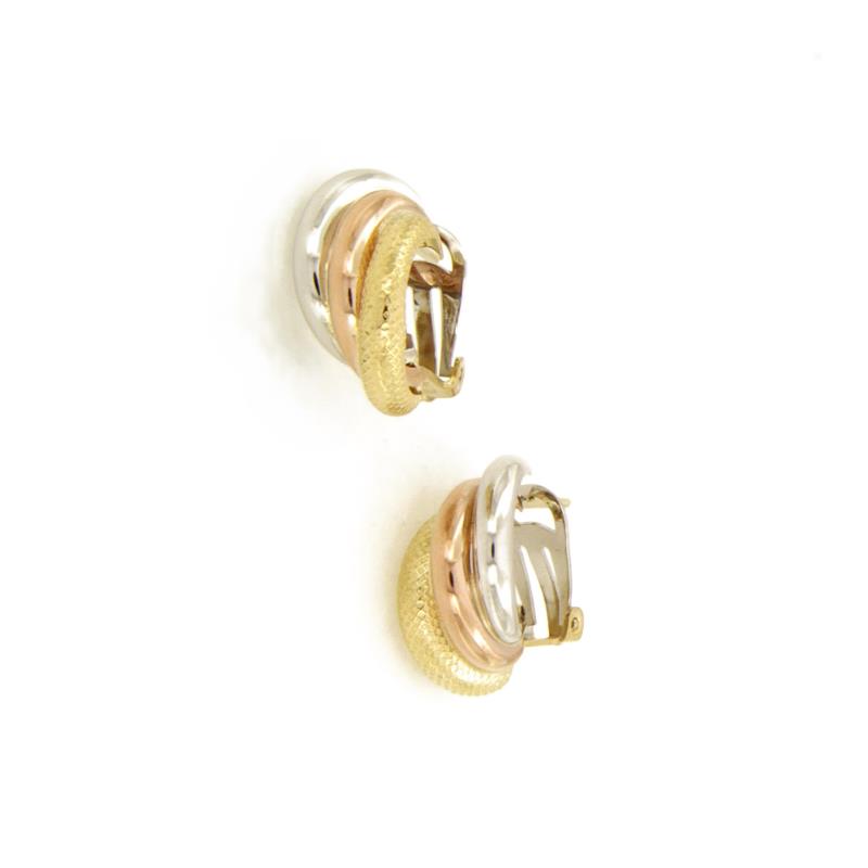 COPPIA ORECCHINI TRE ORI 750/1000 SEMICERCHI TRIPLI A CLIPS - 