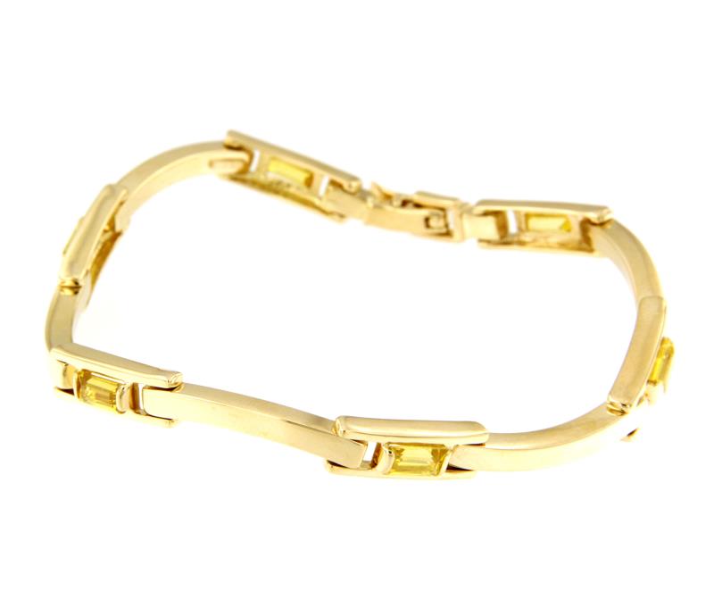 BRACCIALE ORO GIALLO 750/1000 A SEGMENTI ONDULATI CON SINTESI GIALLE - CM 19 - 