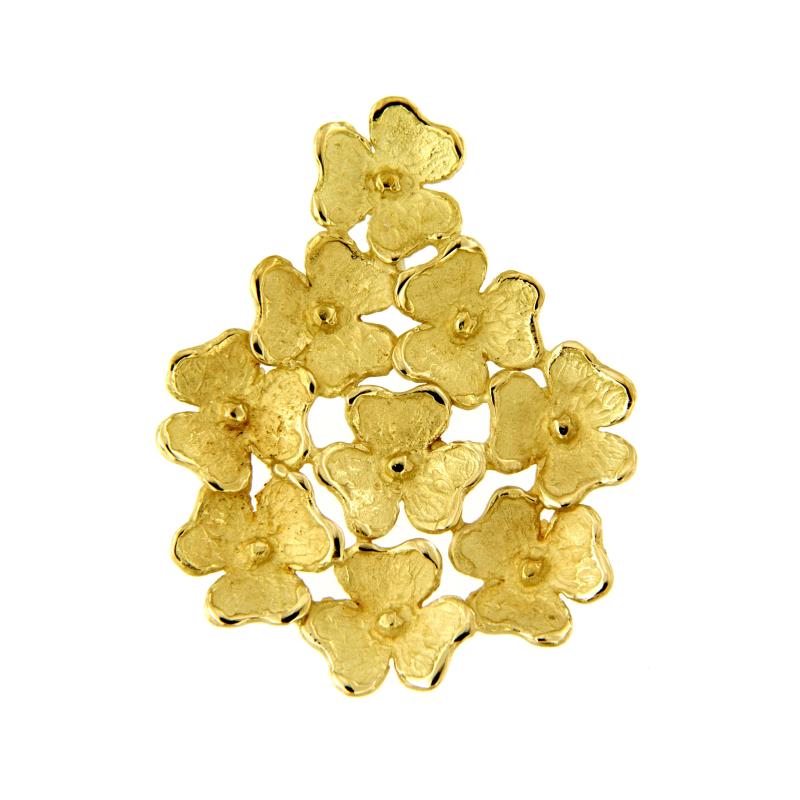 CIONDOLO ORO GIALLO 750/1000 FIORI SEMI-SATINATI - 