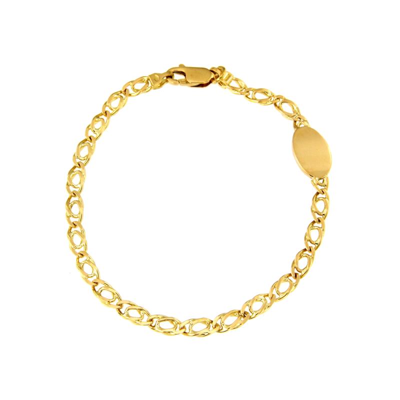 BRACCIALE ORO GIALLO 750/1000 MAGLIA GRUMETTA DOPPIA CON TARGHETTA - CM. 19 - 