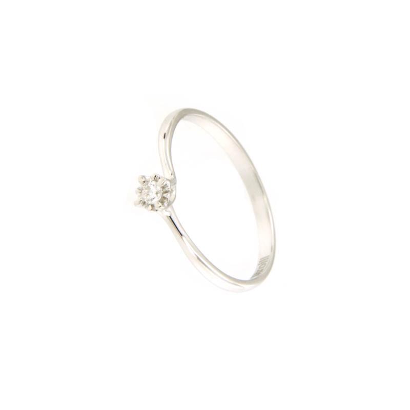 BLISS - SOLITARIO - ORO BIANCO 750/1000 - CON DIAMANTE TAGLIO BRILLANTE CT 0.06 G- SI3  - MIS13 - BLISS