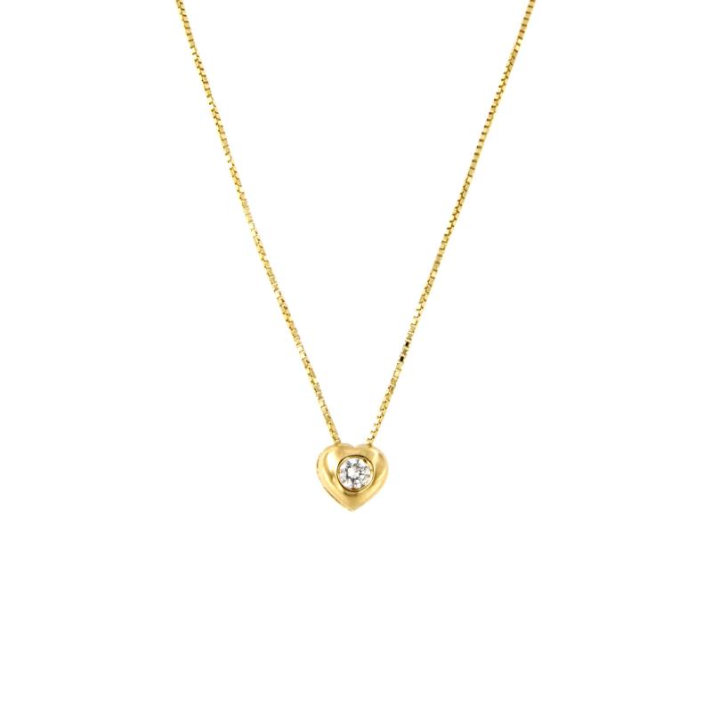 CATENA CON PENDENTE ORO GIALLO 750/1000 CUORE CON ZIRCONE - CM 41 - 