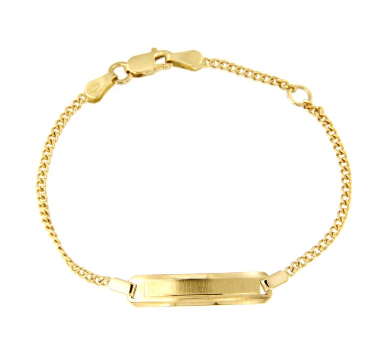 BRACCIALE ORO GIALLO 750/1000 MAGLIA GRUMETTA CON TARGHETTA - CM 14 - 