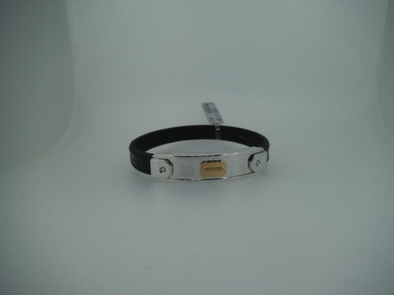 BRACCIALE BARAKA ORO GIALLO CON 2 DIAMANTINI 0,06 CON CINTURINO COLORATO BR21032 - 