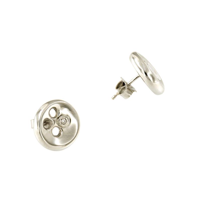 BLISS - COPPIA ORECCHINI - ORO BIANCO 750/1000 - MOD. BOTTONE CON DIAMANTI TAGLIO BRILLANTE CT 0.02 TOTALI G - SI1  - BLISS