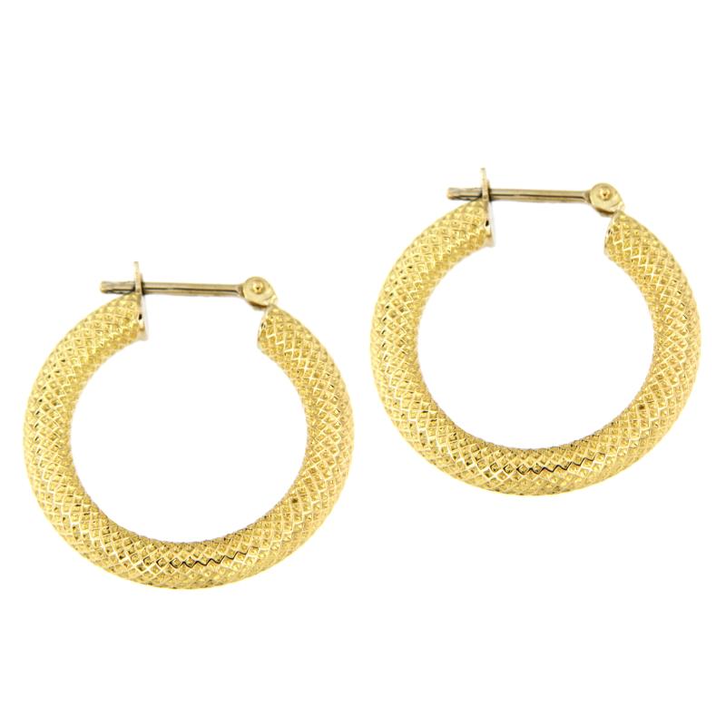COPPIA ORECCHINI ORO GIALLO 750/1000 CERCHI ZIGRINATI - 
