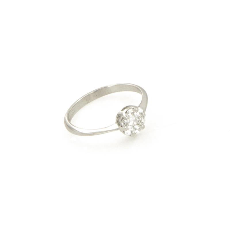 ANELLO ORO BIANCO 750/1000 CON ZIRCONI - MIS 13 - 