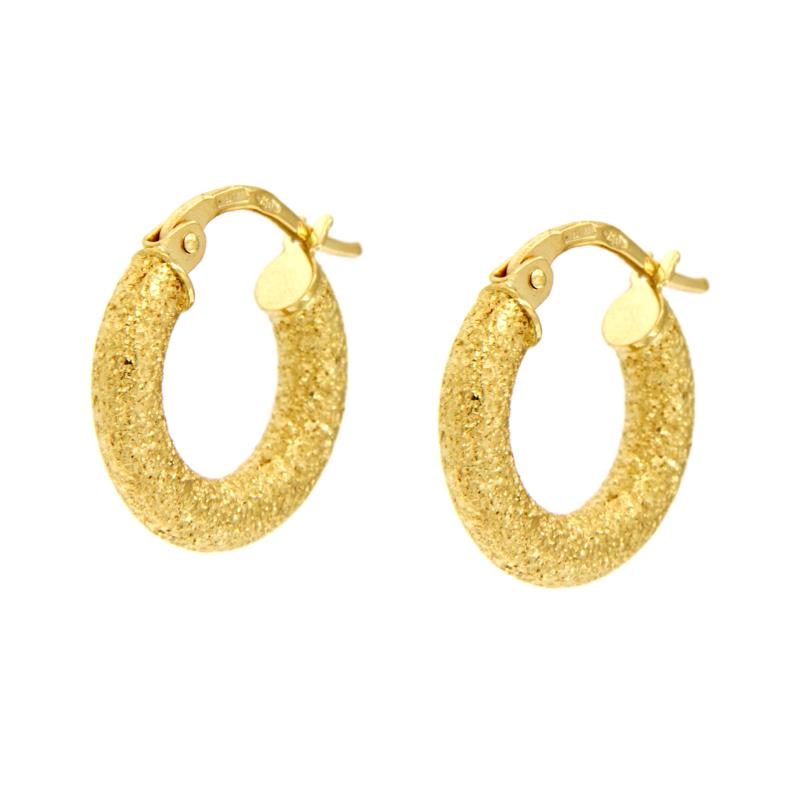 ORECCHINI ORO GIALLO 750/1000 CERCHETTI DIAMANTATI - 