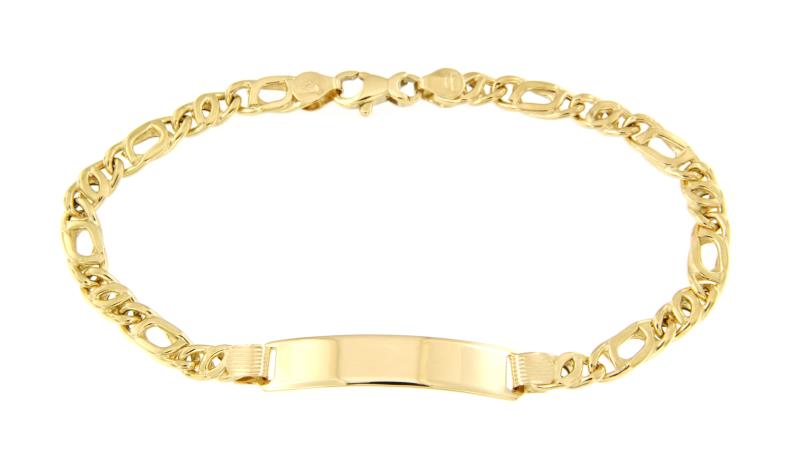 BRACCIALE ORO GIALLO 750/1000 MAGLIA 2+1 CON TARGHETTA  - CM 21 - 