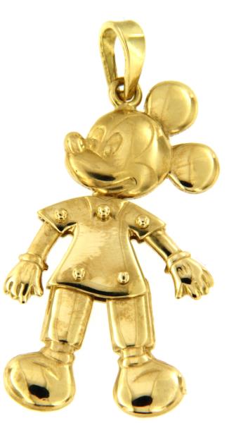 CIONDOLO ORO GIALLO 750/1000 DISNEY TOPOLINO SNODATO - 